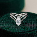 S925 Silver Set with Marquise Moissanite Stackable Rings-0-0