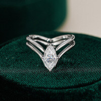 S925 Silver Set with Marquise Moissanite Stackable Rings-Set with 1CT moissanite  US No. 5