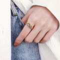 wholesale S925 Sterling Silver Two-Tone Chunky Twist Geometric Open Ring, Light Luxury Ins Minimalist Style Jewelry-0-2