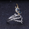 wholesale 925 Silver Italian Craftsmanship Designer Gemstone Ring, Natural Style Magpie Design with Genuine Topaz-0-2