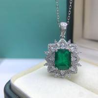 wholesale S925 Sterling Silver Cross-Border Emerald-Cut Collarbone Necklace with High-End Artificial Gemstone Pendant, Factory Direct-8*10 White High Carbon Diamond Necklace 925 Silver