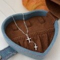 wholesale S925 Sterling Silver Inlaid Cross Tassel Pendant Necklace for Women, Fashionable, Unique, Retro, Versatile Collarbone Chain, Korean Style Trendy-0-5