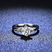 Silver Moissanite Four-Prong Ins Tail Ring for Live Streaming Supply-carat (zircon)  Adjustable opening