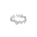 wholesale S925 Sterling Silver Versatile Open-ended Ring with Olive Branch Detail, Korean Version INS Original Niche Design for Women-0-5
