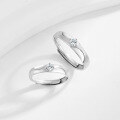 wholesale S925 Sterling Silver True Love Couple Rings, Simple and Fashionable, Light Luxury High-End Sense Matching Rings for Valentine's Day 520 Gift-0-2