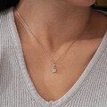 925 Silver Plated Two-Tone Four-Prong Moissanite Pendant Necklace-0-2