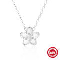 wholesale 925 Sterling Silver Flower Pendant Diamond Inlay Collarbone Chain Sweet Lovely Women's Necklace-0-4