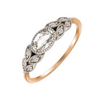 wholesale S925 Silver Plated 14K Gold Two-Tone White Crystal French Retro Light Luxury Style Ring-Color-coded white crystal ring Mido No. 6