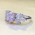wholesale S925 Silver New 6*8mm Teardrop Pear-Shaped Pink Diamond Ring for Women Floral Fashion Statement Piece-0-1