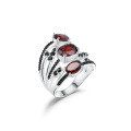 wholesale S925 Silver Designer Luxury High-End Natural Garnet Ring, Flourish Collection Natural Colored Gemstone Ring-0-4