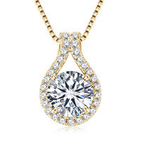Sterling Silver Fashion Luxury Moissanite Necklace Cross-Border Wholesale-Flower bud necklace [K gold] 8mm  925 silver