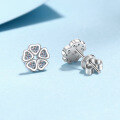 wholesale S925 Sterling Silver Moissanite Earrings, Small Fresh and Versatile Cute Floral Shape, Gift for Girlfriend-0-2