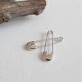 wholesale S925 Sterling Silver 384 Korean Version Ins Small and Unique Design Minimalist Versatile Trendy Cool Personality Safety Pin Earrings for Women-0-1