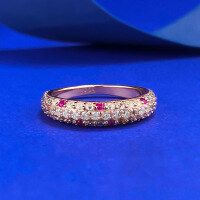 wholesale S925 Silver Geometric Camouflage Ring, Minimalist and Versatile, European and American Style, Cross-border Trendy-R1403 Rose Gold Ring Size 8