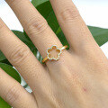 wholesale S925 sterling silver zirconia flower ring, five-leaf clover, sweet, fresh, gentle, elegant, adjustable open ring-0-3