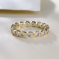 wholesale S925 Sterling Silver Gold-Plated Zhuo Zhifan Bubble Stack Ring High-End Stackable Diamond Ring Full Zirconia Setting-R1346 Gold No. 8