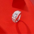 925 Sterling Silver Classic Four-Claw Moissanite Men's Ring-0-2
