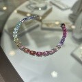 S925 Silver Cross-Border New Egg-Shaped 05ct Rainbow Cultured Gemstone Bracelet-0-4