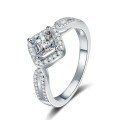 S925 Silver Princess-Cut Moissanite Cross Band Ring-0-3