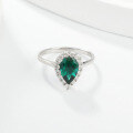wholesale S925 Sterling Silver Gold-Plated Ring with 15ct Zambian Lab-Grown Pear-Shaped Emerald for Cross-Border Trade-0-4