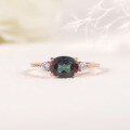 wholesale S925 Silver Fashionable Alexandrite Ring Simple Setting Synthetic Alexandrite Gemstone Ring Cross-Border Hot Seller-0-0