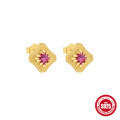 wholesale S925 Sterling Silver Diamond-Inlaid Floral Stud Earrings, Trendy and Versatile-0-7