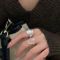 wholesale S925 silver natural Baroque pearl open ring for women, Korean new geometric irregular heavy-duty finger ring-0-4