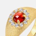 wholesale 10K Gold Vintage Intricate New Chinese Style Filigree Red Garnet Ring with High-End Feel for Wholesale-0-2