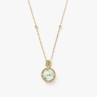 wholesale S925 silver plated 14k gold green olive amethyst necklace, Duli Jewelry spring new Japanese minimalist fresh style-Green Olive Amethyst Necklace 925 Silver