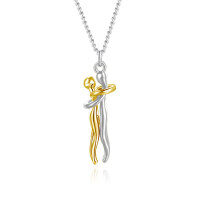 wholesale 925 Sterling Silver Lovers Embracing Pendant Necklace, An Amazon Best-selling Emotional Jewelry-S925 sterling silver gold small 925 silver