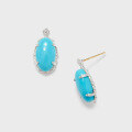 wholesale Metal oval artificial turquoise stud earrings, Yili jewelry manufacturer wholesale summer vintage style-0-1