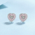 wholesale S925 sterling silver ear stud with 1 carat heart-shaped moissanite, sweet and elegant earrings, popular style in stock-0-5