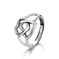 wholesale S925 Sterling Silver Retro Creative Double Layer Stacked Heart Ring Minimalist Ins Style Index Finger Ring for Women-0-4
