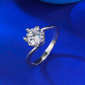 wholesale S925 Sterling Silver Moissanite Round One-Carat Solitaire Six-Prong Engagement Ring, Simple and Elegant-0-2