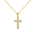 wholesale S925 Sterling Silver Plated with 18K Gold 25mm Moissanite Cross Pendant Necklace for Women, ANU Cross-Border Xiaohongshu Douyin Style-0-0