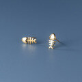 wholesale S925 Silver Nalan Korean Style Minimalist Women's Stud Earrings Fish Bone Cute Creative Ear Jewelry M01457-0-0