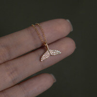 wholesale S925 Sterling Silver Diamond-Studded Fishtail Necklace, Ins Style Design, Elegant Collarbone Chain Necklace for Women Y00329-S925 silver necklace gold 925 silver