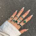 wholesale S925 Sterling Silver Light Luxury Geometric Four-Leaf Clover Stackable Ring for Women, Green and Versatile-0-3