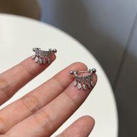 wholesale S925 Sterling Silver Exquisite Water Drop Tassel Earrings, Niche Design, High-End Feel, Screw Fastening Ear Stud, Sweet and Edgy Ear Accessories-Platinum 925 silver