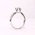 wholesale 9/10/14/18k White Gold Classic Elegant Full Shank Branch Style 1ct Micro Paved Diamond Ring Setting-0-4