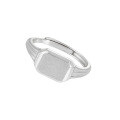 wholesale S925 Sterling Silver 892 Geometric Brushed Square Ring for Women, Unisex Style, Minimalist and Unique, Matte Finish, Adjustable Opening-0-5