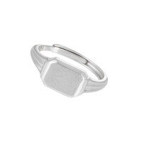 wholesale S925 Sterling Silver 892 Geometric Brushed Square Ring for Women, Unisex Style, Minimalist and Unique, Matte Finish, Adjustable Opening-Silver [Swimming] [No. 16/Adjustable] > Opening adjustable