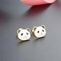wholesale 925 Sterling Silver Cartoon Stud Earrings for Women, Hypoallergenic for Healing Ear Piercings, Small Panda Design, Minimalist Style, Sleep-Friendly for Ear Cartilage-0-0