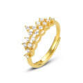 wholesale Gold-Plated S925 Sterling Silver Zircon Crown Adjustable Open Ring TikTok-0-3