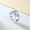 wholesale S925 Sterling Silver Moissanite Men's Micro-Pave Ring 1 Carat Four-Prong Ring Sterling Silver Set Moissanite Diamond Wedding Band-0-1