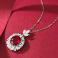 wholesale Metal: 925 Sterling Silver Stunning Simulated Pigeon Blood Red 10*12mm Oval Pendant Necklace for Women, Classic and Minimalist Fashion Design-0-2