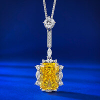 wholesale S925 Silver New 10*14 Aquamarine Radiant Cut Fashion OL Pendant Necklace by Mujing Jewelry-N291 Yellow Diamond &gt;925 Silver