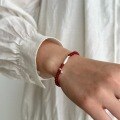 wholesale 925 Sterling Silver Red Agate Bracelet for Women, Natural Red Agate Beaded Bracelet, Elegant and Chic Accessory for Good Luck and Style-0-0