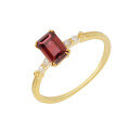 wholesale 10K Gold with Red Tourmaline Inlaid Vintage Minimalist Classic Ring for Women, Factory Supply-0-4