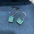 18k Gold Plated S925 Silver 6*8mm Radiant Cut Blue-Green Moissanite Horus Eye Fashion Earrings-0-3
